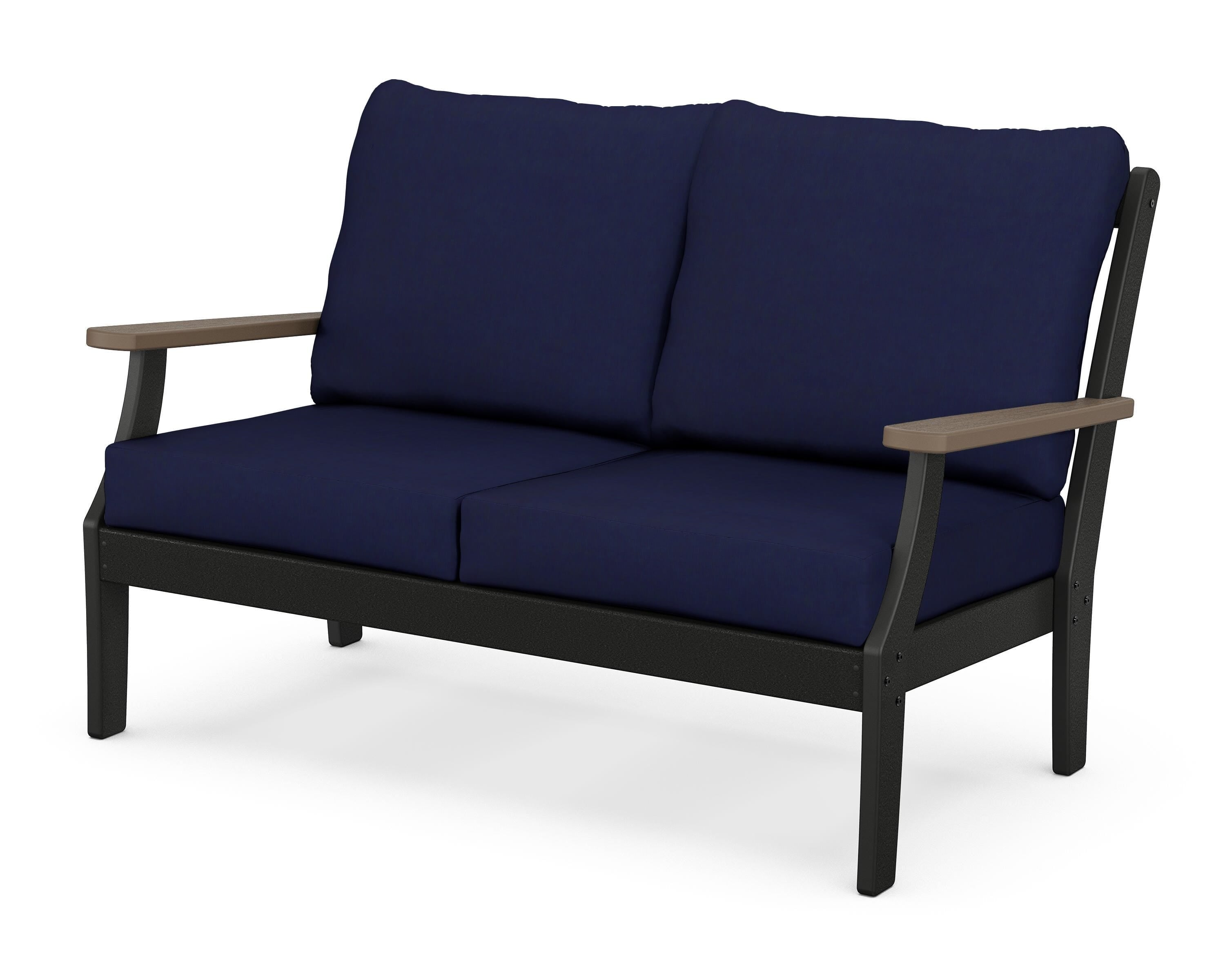POLYWOOD® Braxton Deep Seating Loveseat in Black / Kona / Navy