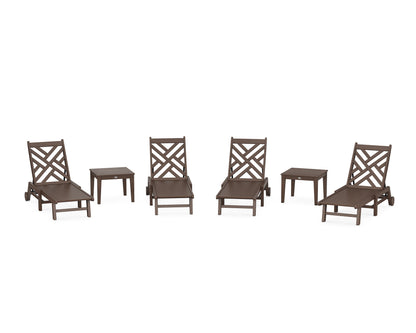 POLYWOOD® Chippendale 6-Piece Chaise Set with Wheels in Mahogany