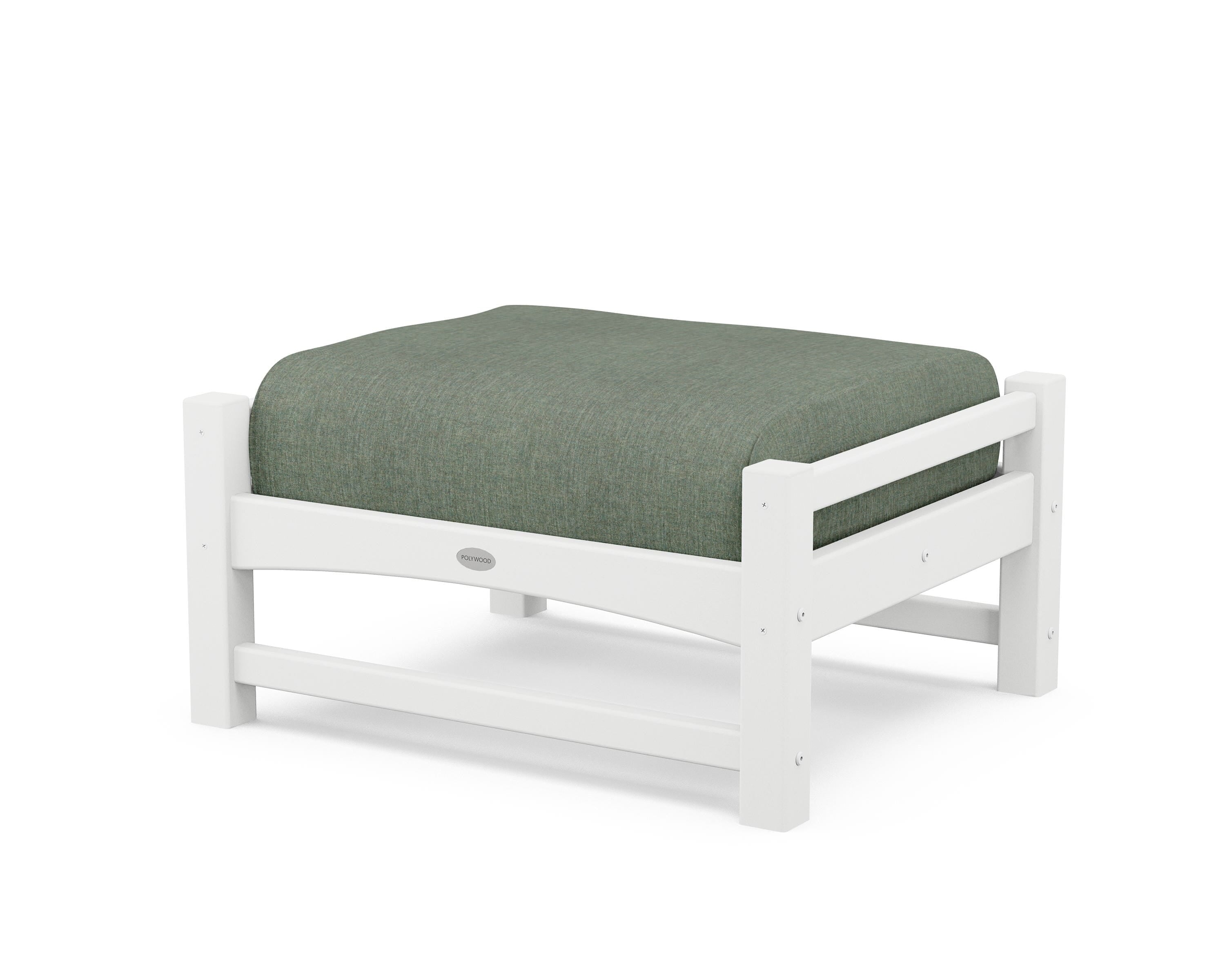 POLYWOOD® Club Ottoman in White / Cast Sage