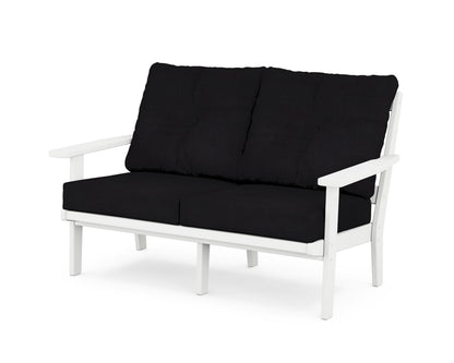 POLYWOOD® Prairie Deep Seating Loveseat in White / Midnight Linen