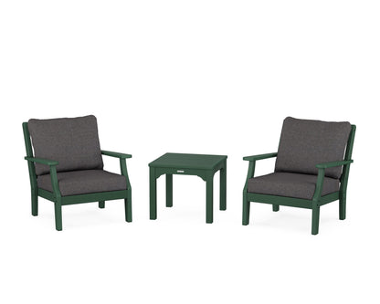 Martha Stewart by POLYWOOD® Chinoiserie 3-Piece Deep Seating Set in Green / Ash Charcoal