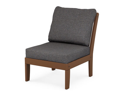 POLYWOOD® Braxton Modular Armless Chair in Teak / Ash Charcoal