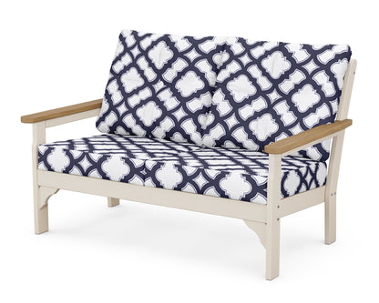 POLYWOOD® Vineyard Deep Seating Loveseat in Sand / Natural / Trellis Navy