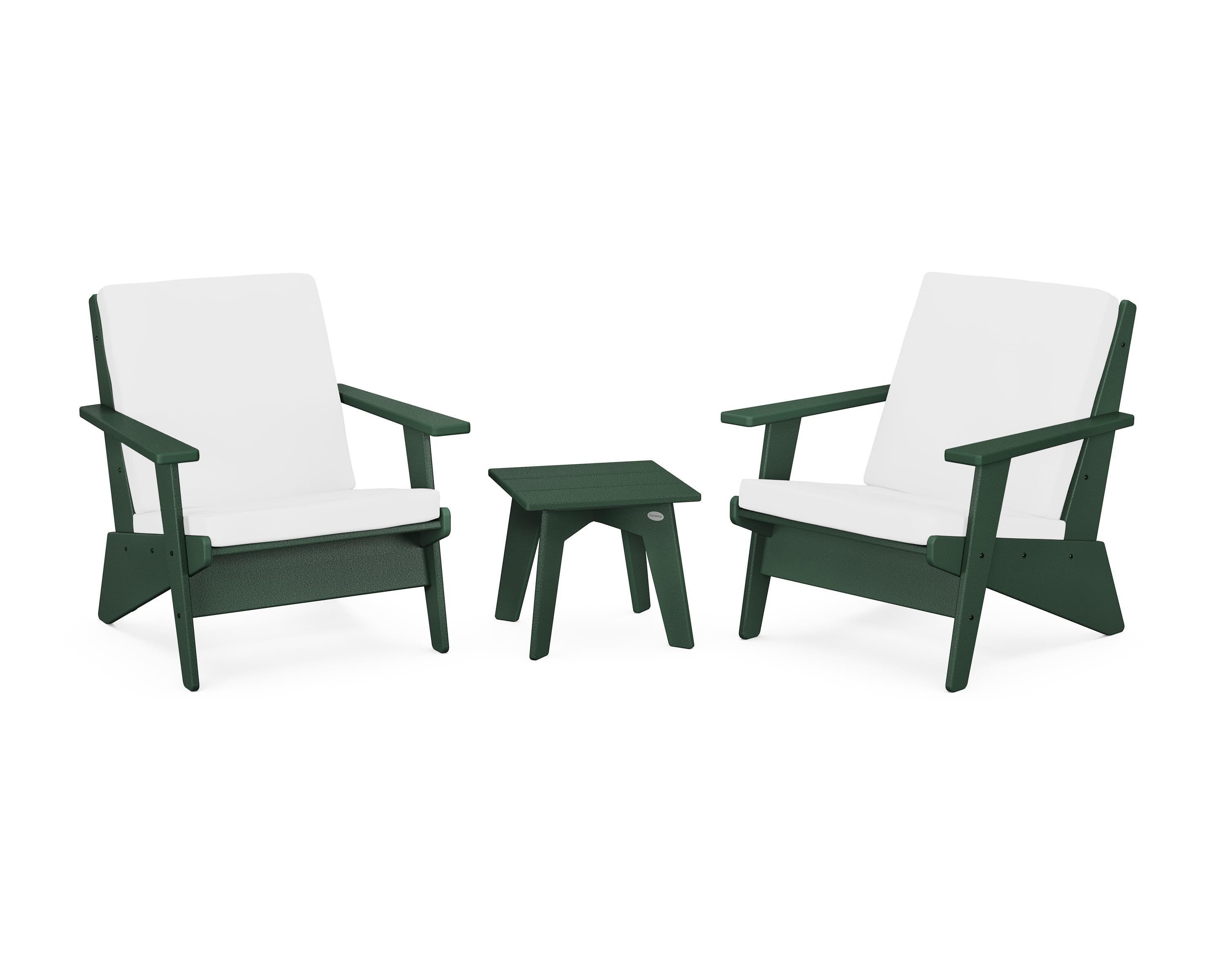 POLYWOOD® Riviera Modern Lounge 3-Piece Set in Green / Natural