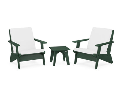 POLYWOOD® Riviera Modern Lounge 3-Piece Set in Green / Natural