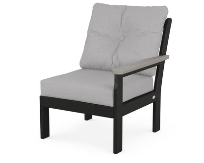 POLYWOOD® Vineyard Modular Right Arm Chair in Black / Driftwood / Granite
