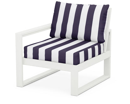 POLYWOOD® EDGE Modular Left Arm Chair in Vintage White / Cabana Stripe Navy