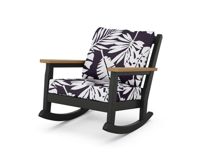 POLYWOOD® Chippendale Deep Seating Rocking Chair in Black / Natural / Leaf Navy