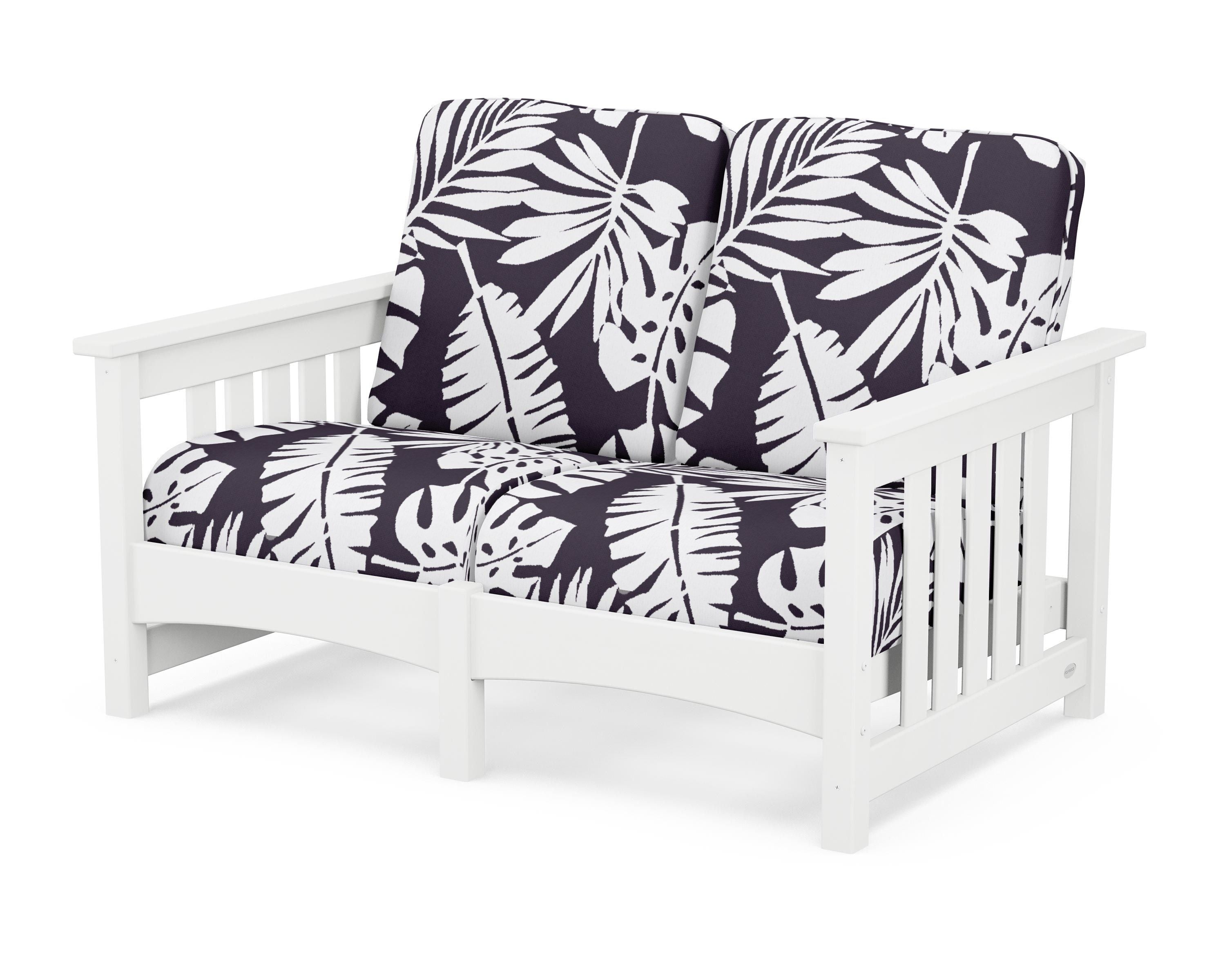 POLYWOOD® Club Mission Loveseat in White / Leaf Navy
