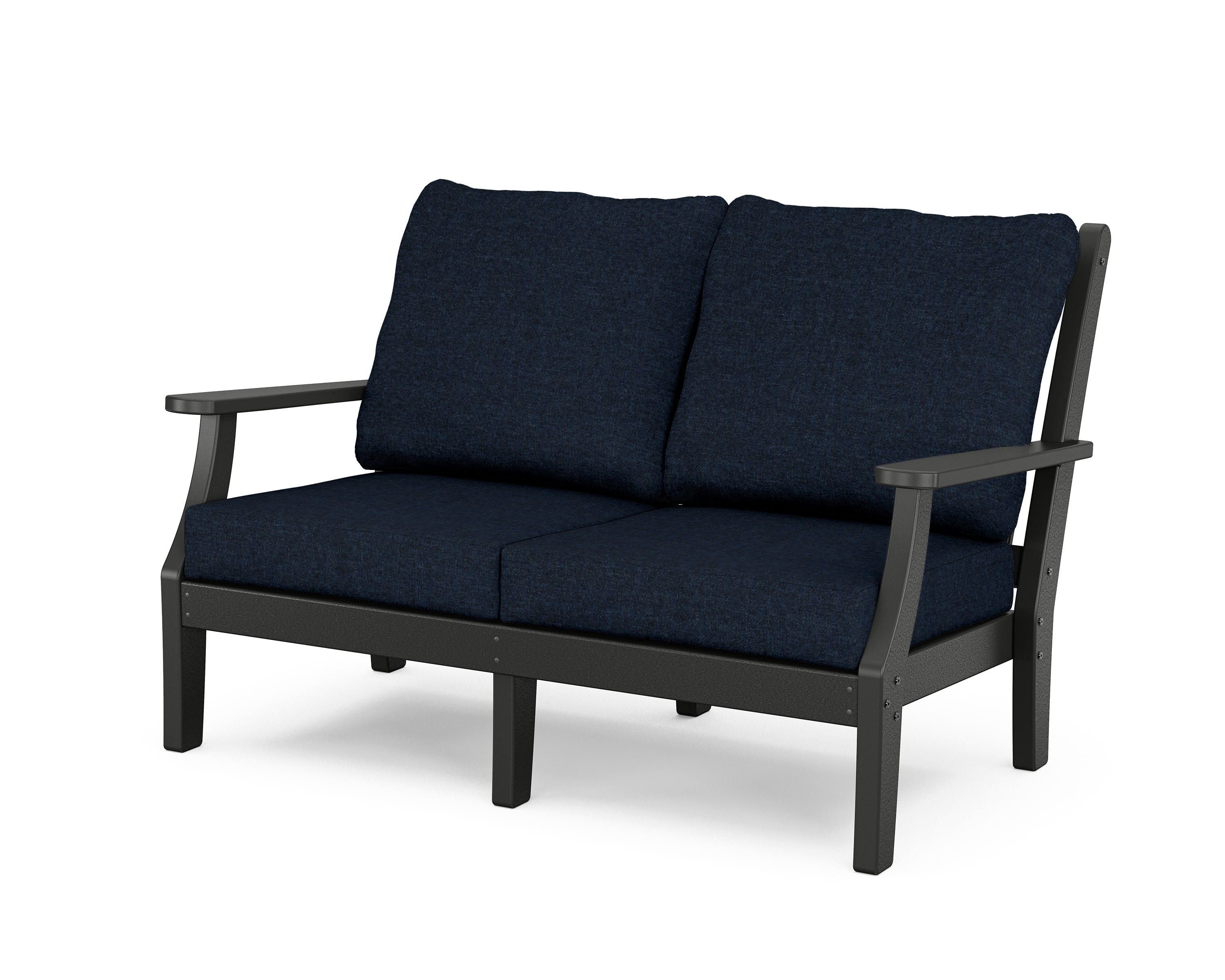 Country Living Wovendale Deep Seating Loveseat in Black / Marine Indigo