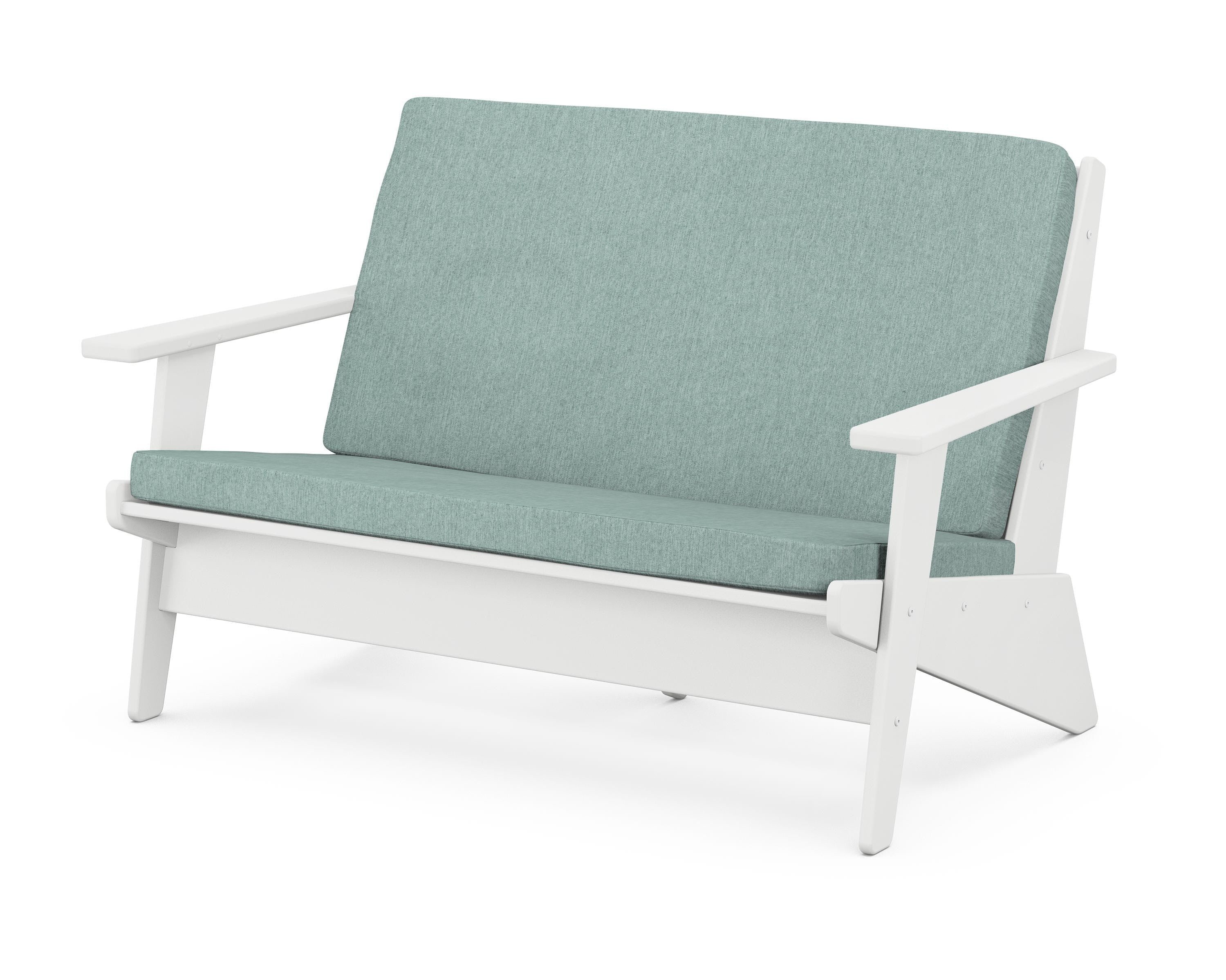 POLYWOOD® Riviera Modern Lounge Loveseat in White / Glacier Spa