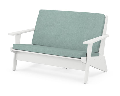 POLYWOOD® Riviera Modern Lounge Loveseat in White / Glacier Spa