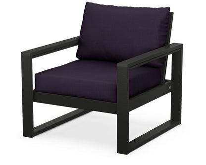 POLYWOOD® EDGE Club Chair in Black / Navy Linen