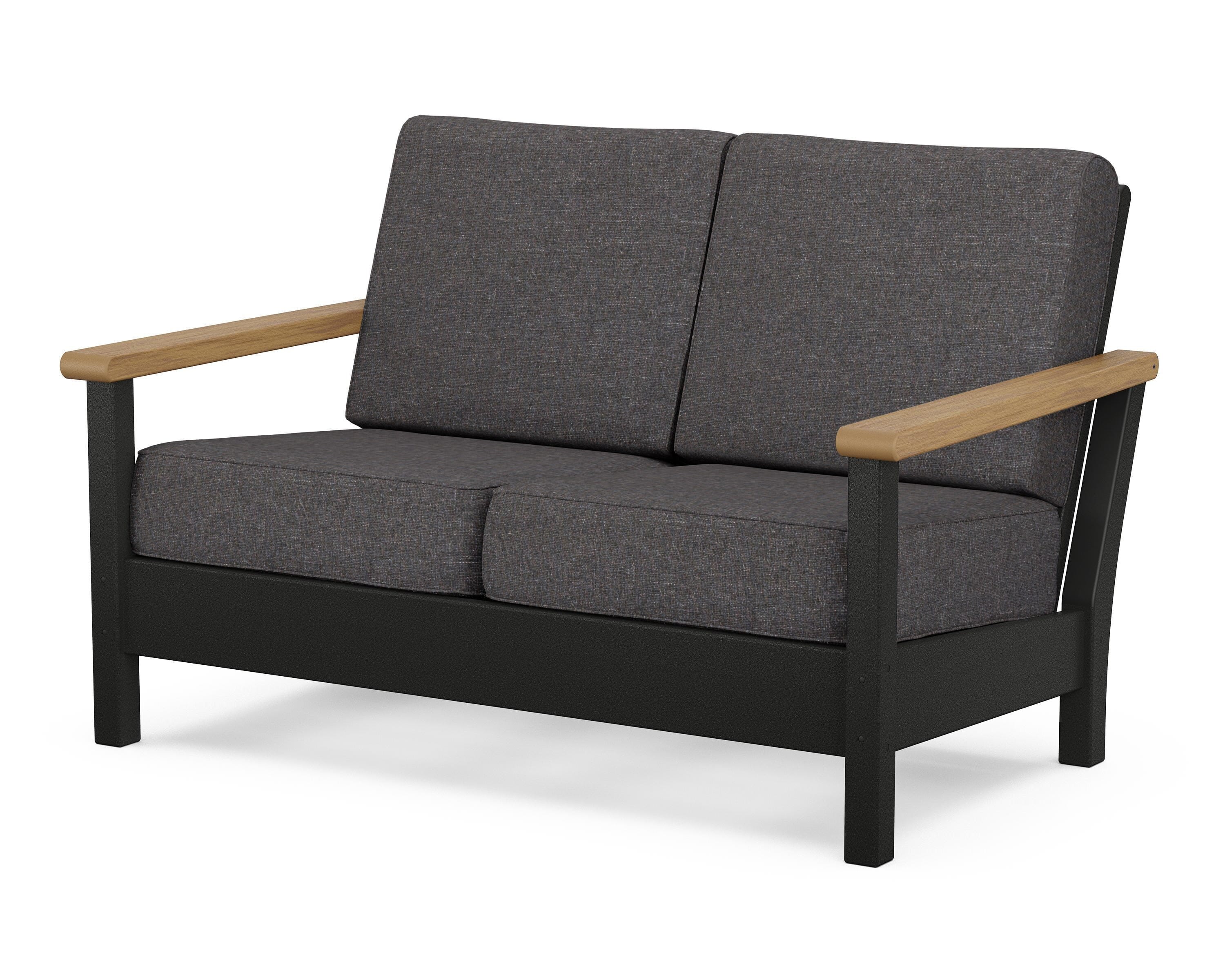 POLYWOOD® Harbour Deep Seating Loveseat in Black / Natural / Ash Charcoal
