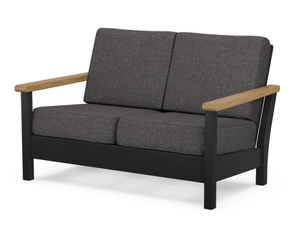 POLYWOOD® Harbour Deep Seating Loveseat in Black / Natural / Ash Charcoal