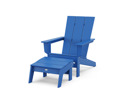 POLYWOOD® Modern Studio Adirondack Chair with Ottoman in Pacific Blue
