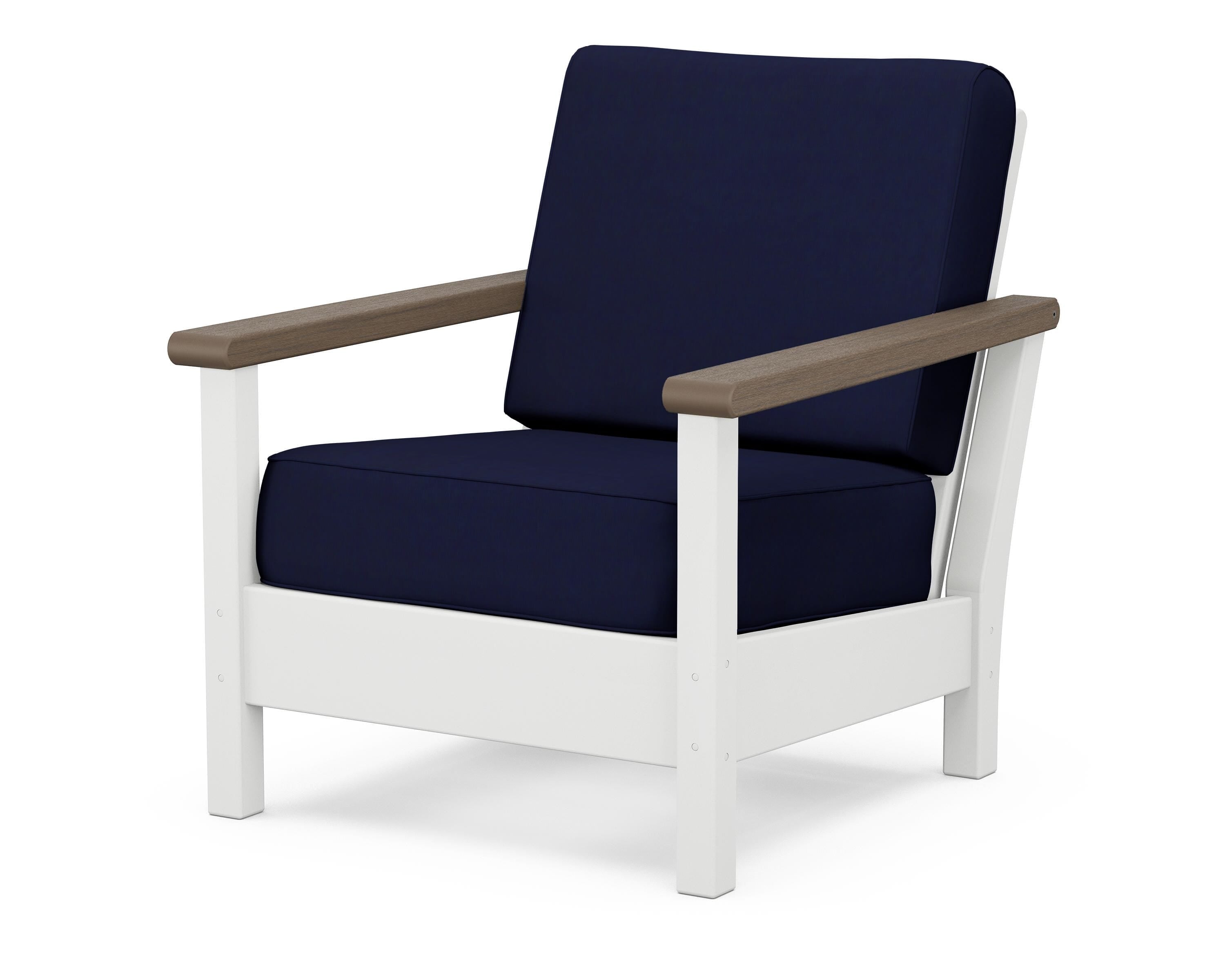 POLYWOOD® Harbour Deep Seating Chair in White / Kona / Navy