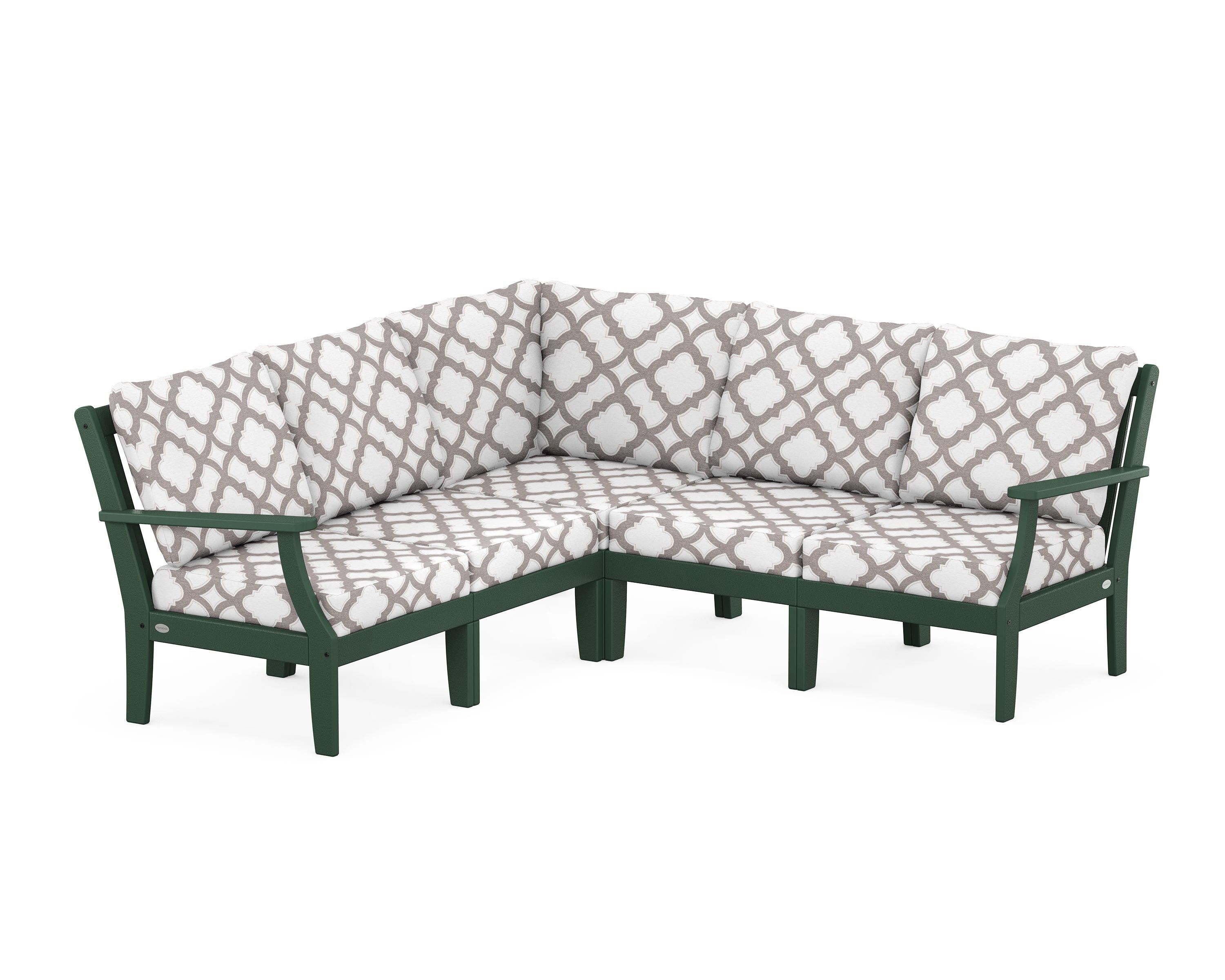 POLYWOOD® Braxton Modular 5-Piece Deep Seating Set in Green / Trellis Grey Mist