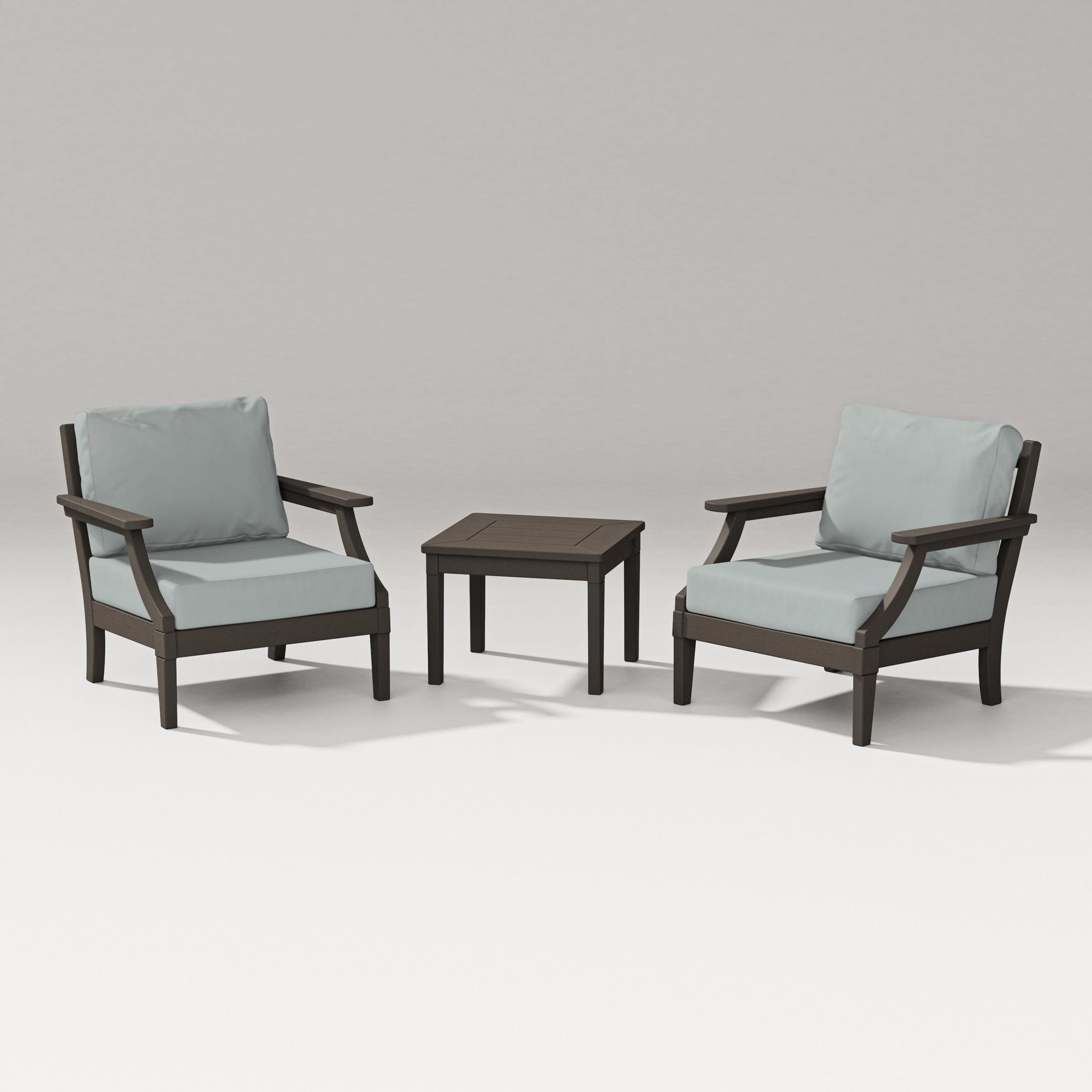 PW Designer Series Estate 3-Piece Lounge Chair Set in Vintage Coffee / Spa