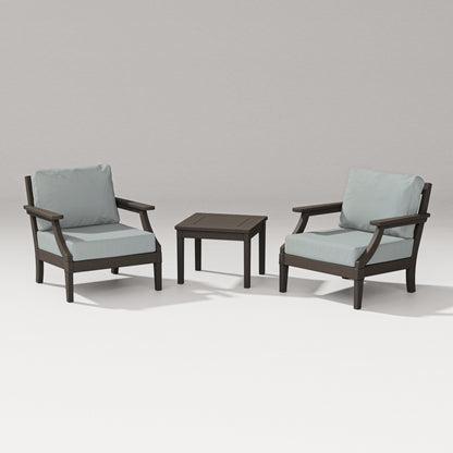 PW Designer Series Estate 3-Piece Lounge Chair Set in Vintage Coffee / Spa