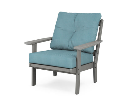 POLYWOOD® Prairie Deep Seating Chair in Slate Grey / Lattice Sky Blue