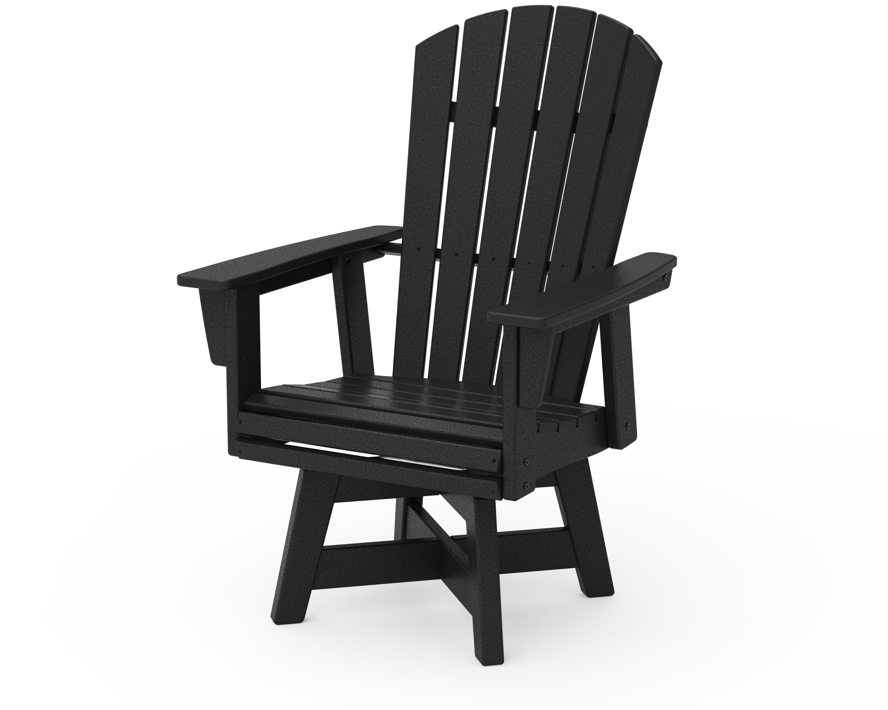 POLYWOOD® Nautical Curveback Adirondack Swivel Dining Chair in Black