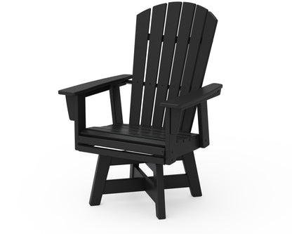POLYWOOD® Nautical Curveback Adirondack Swivel Dining Chair in Black