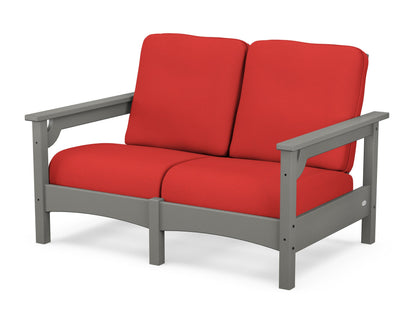 POLYWOOD® Club Loveseat in Slate Grey / Crimson Linen