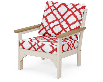 POLYWOOD® Vineyard Deep Seating Chair in Sand / Natural / Trellis Crimson