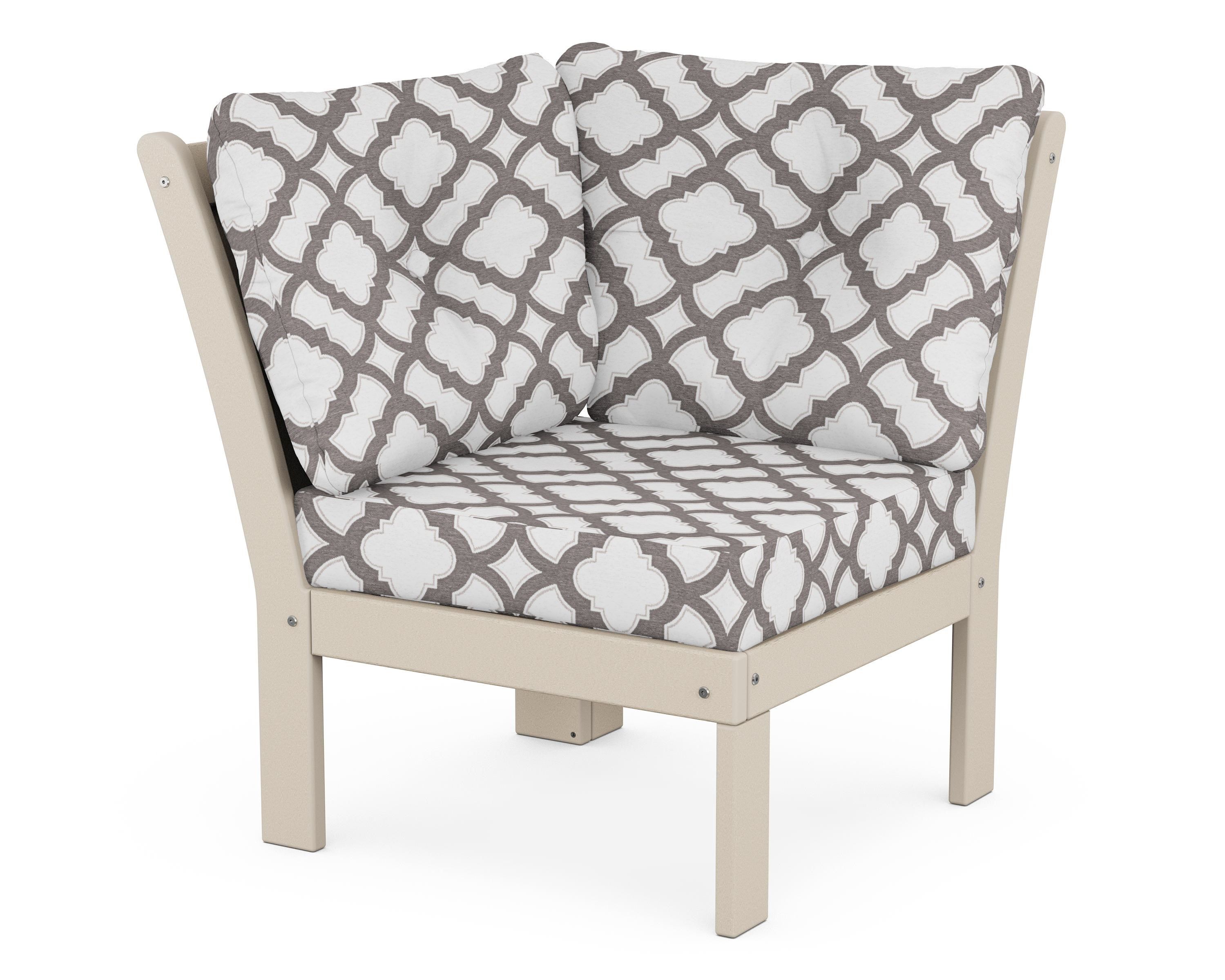 POLYWOOD® Vineyard Modular Corner Chair in Sand / Trellis Grey Mist