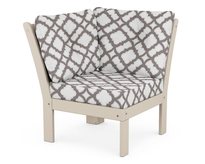 POLYWOOD® Vineyard Modular Corner Chair in Sand / Trellis Grey Mist
