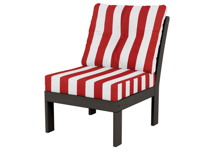 POLYWOOD® Vineyard Modular Armless Chair in Vintage Coffee / Cabana Stripe Crimson