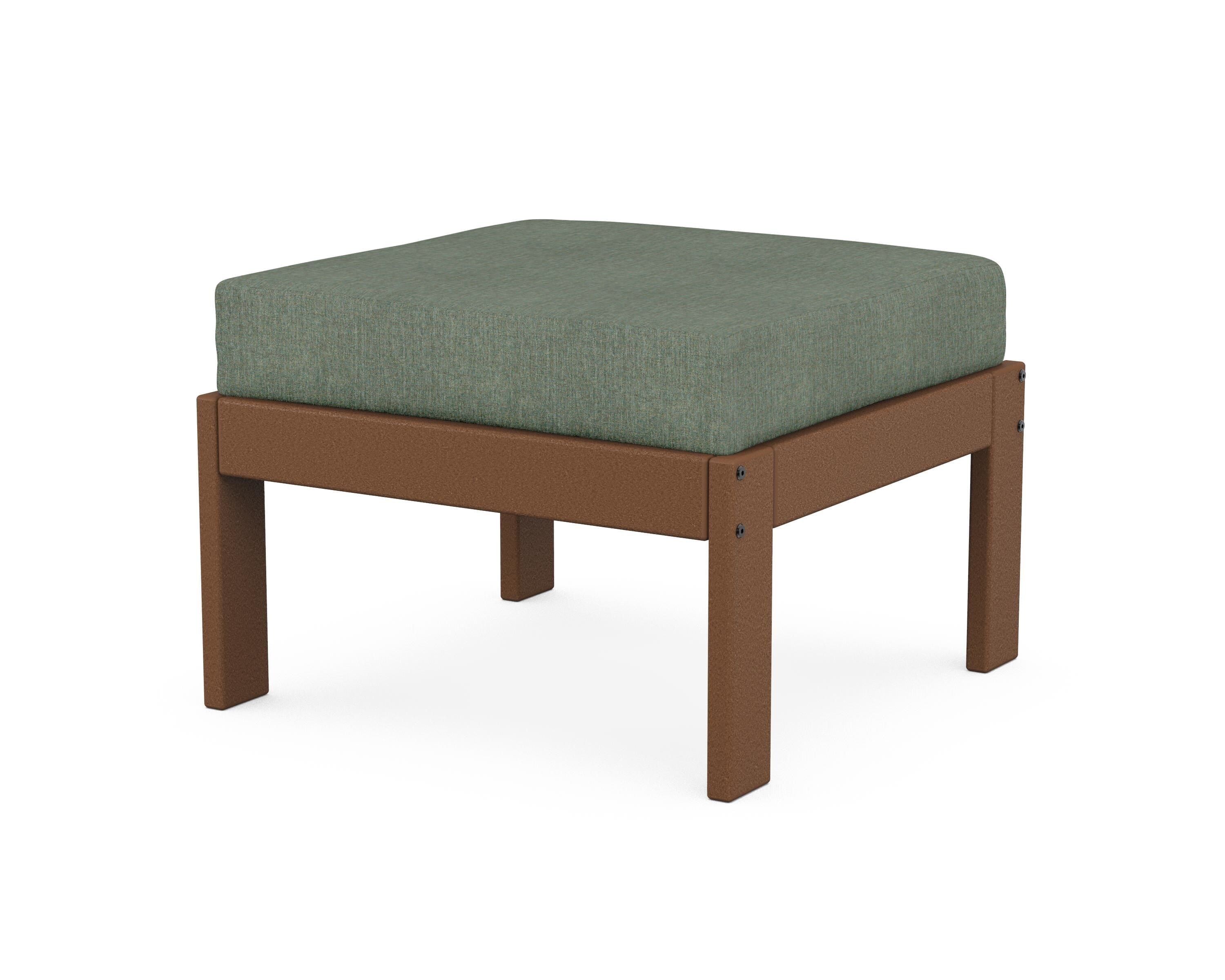 POLYWOOD® Vineyard Modular Ottoman in Teak / Cast Sage