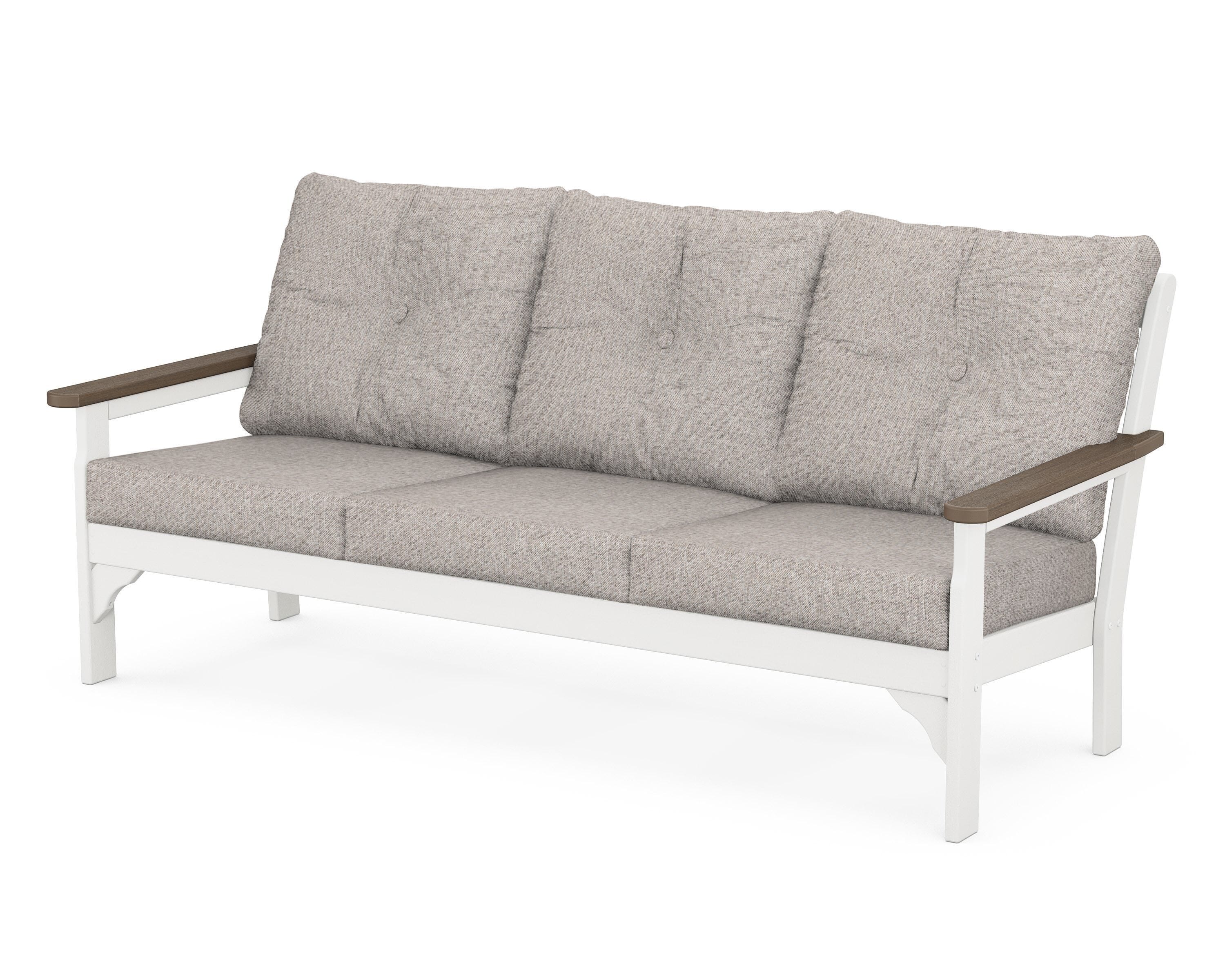 POLYWOOD® Vineyard Deep Seating Sofa in White / Kona / Weathered Tweed