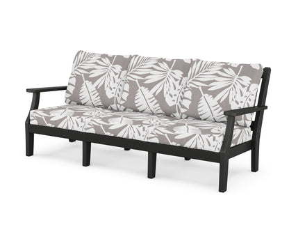 Martha Stewart by POLYWOOD® Chinoiserie Deep Seating Sofa in Black / Leaf Grey Mist