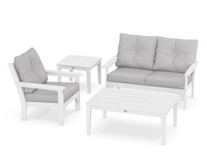 POLYWOOD® Vineyard 4-Piece Deep Seating Set in White / Granite