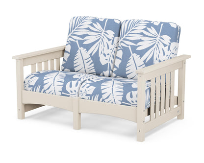 POLYWOOD® Club Mission Loveseat in Sand / Leaf Sky Blue