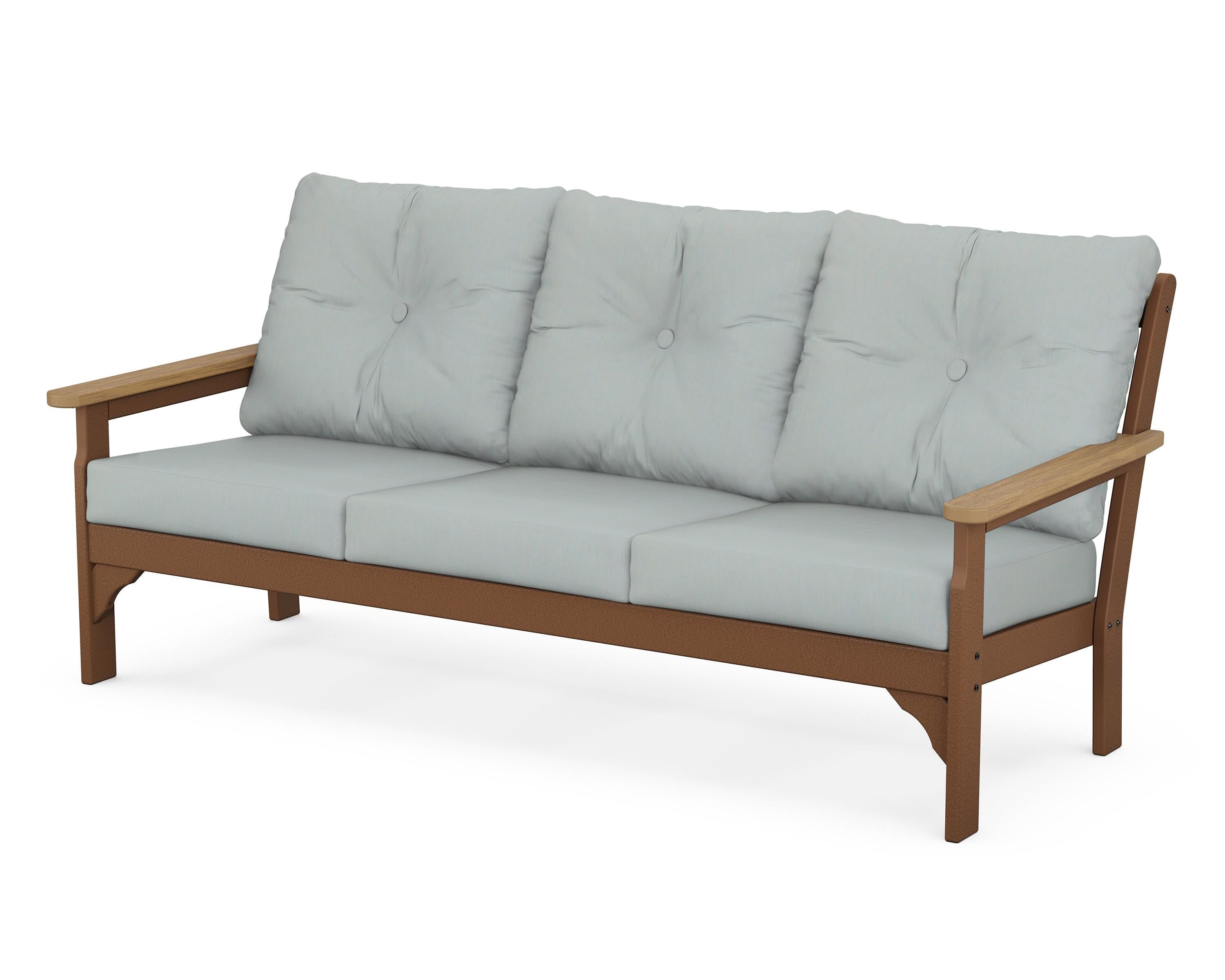 POLYWOOD® Vineyard Deep Seating Sofa in Teak / Natural / Spa