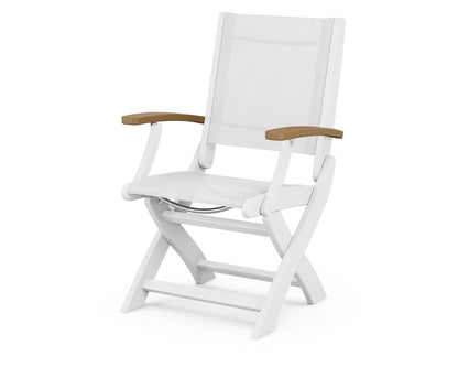 POLYWOOD® Coastal Folding Chair in White / Natural / White Sling