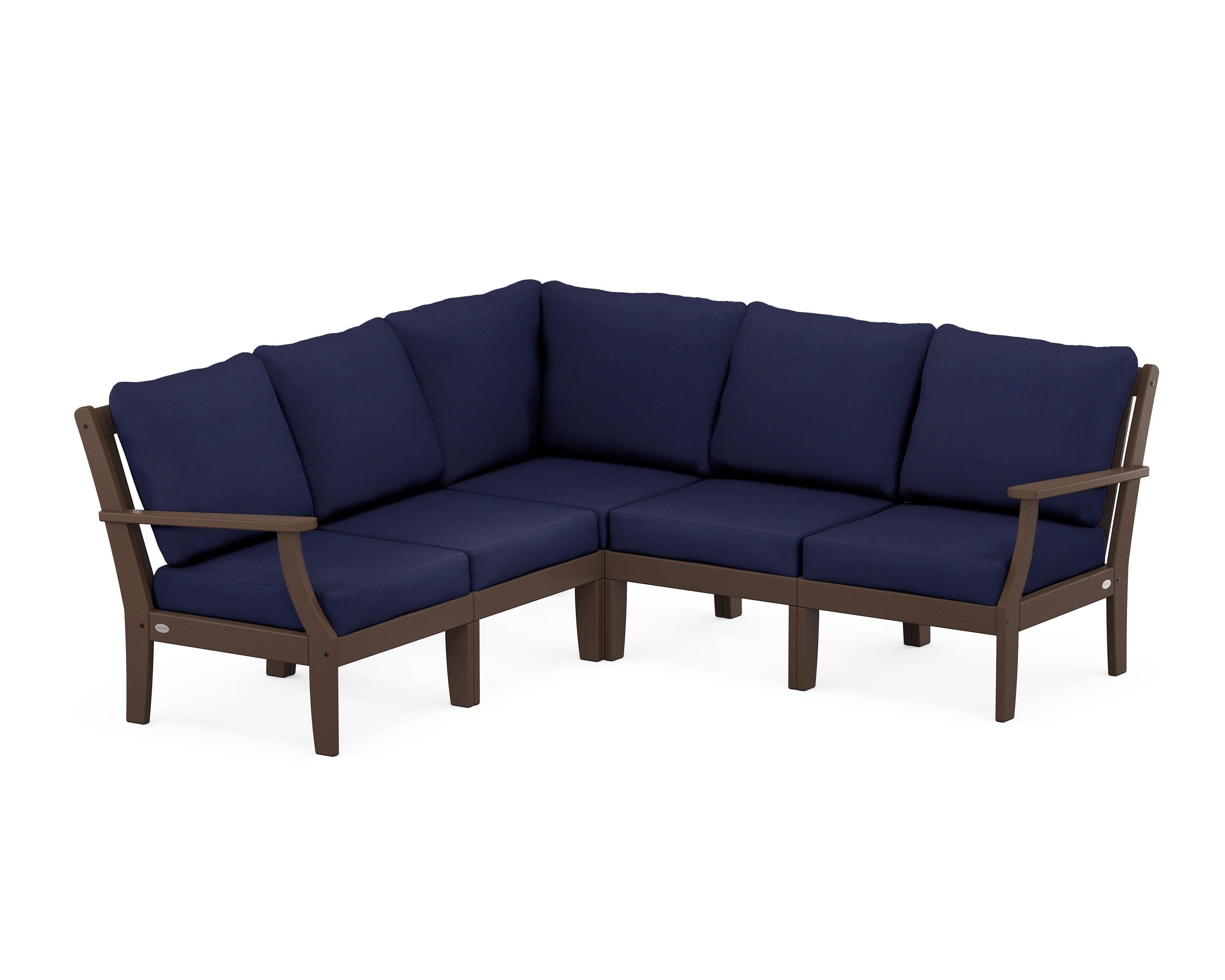 POLYWOOD® Braxton Modular 5-Piece Deep Seating Set in Mahogany / Navy