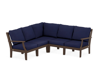 POLYWOOD® Braxton Modular 5-Piece Deep Seating Set in Mahogany / Navy