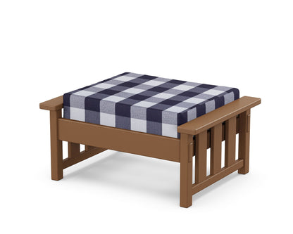 Martha Stewart by POLYWOOD® Acadia Deep Seating Ottoman in Teak / Buffalo Plaid Navy