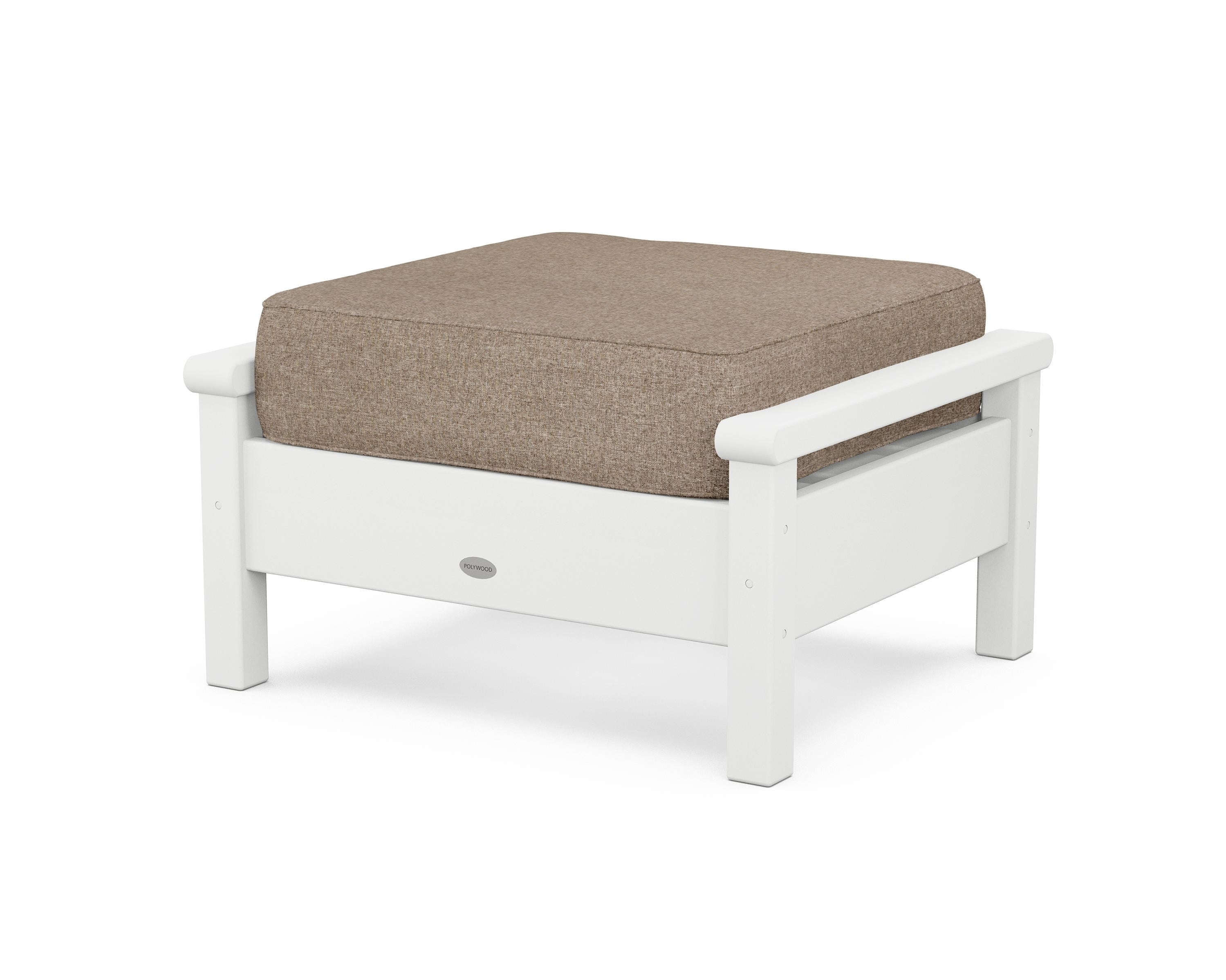 POLYWOOD® Harbour Deep Seating Ottoman in White / Spiced Burlap