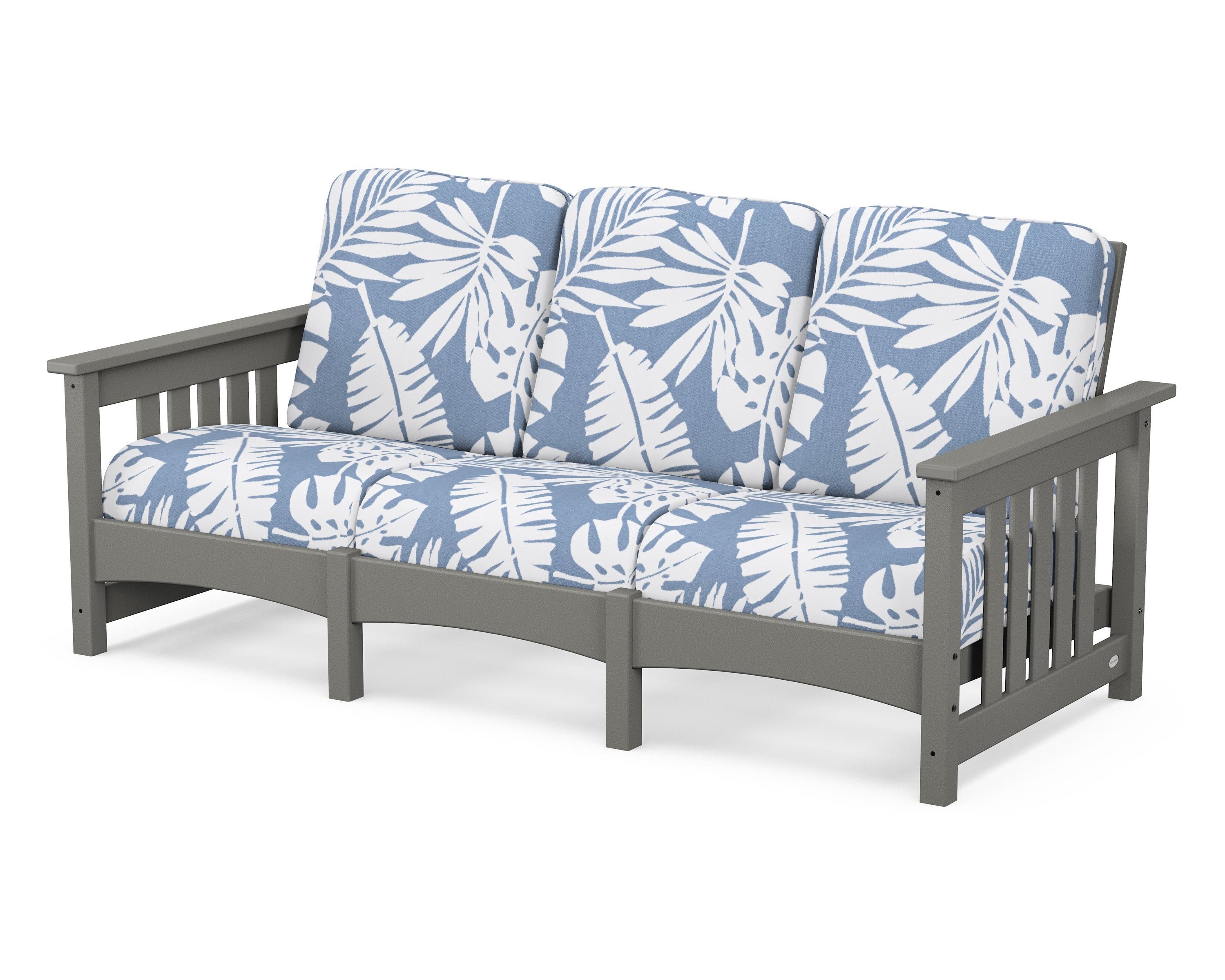 POLYWOOD® Club Mission Sofa in Slate Grey / Leaf Sky Blue