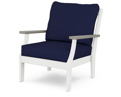POLYWOOD® Braxton Deep Seating Chair in White / Driftwood / Navy