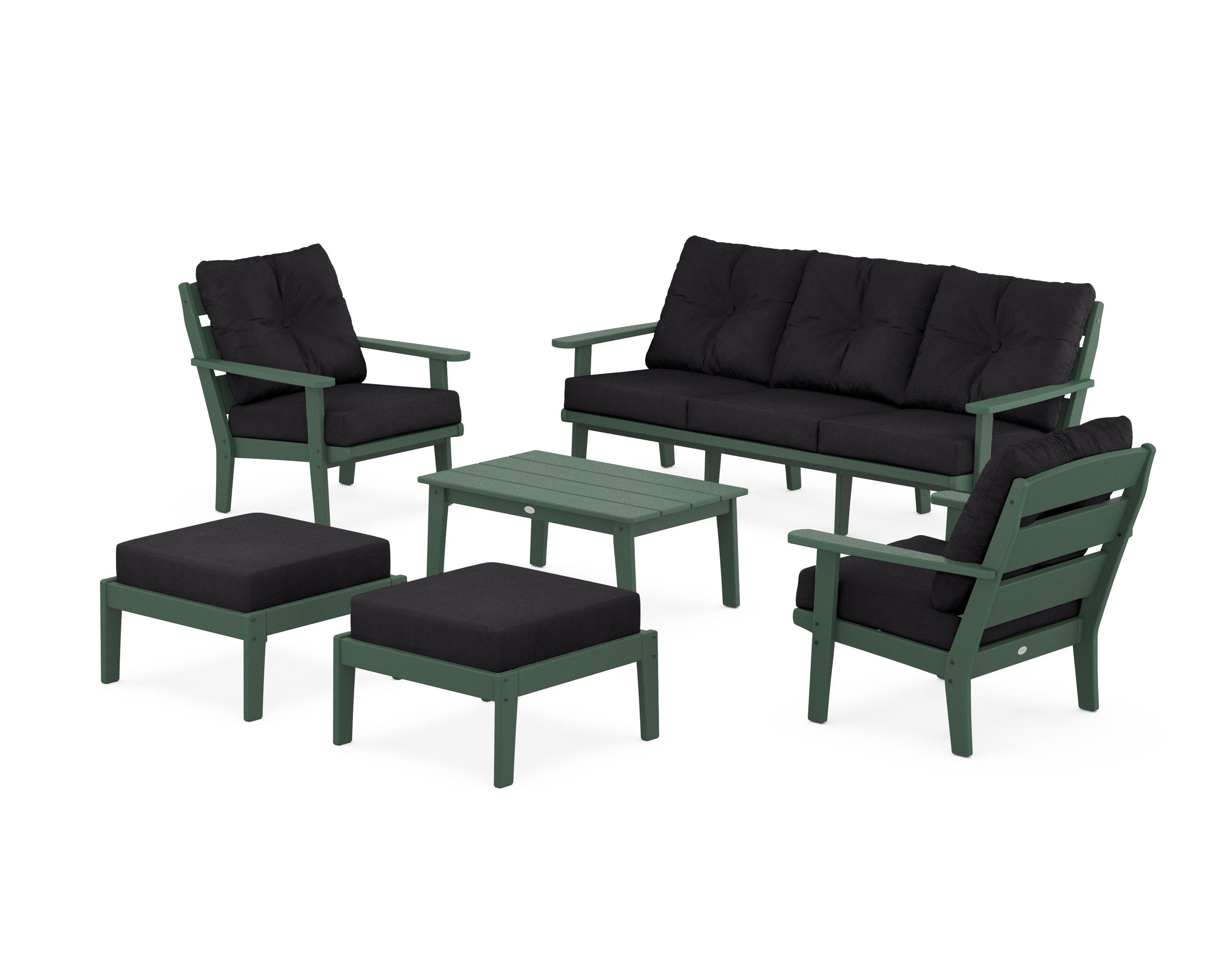 POLYWOOD® Lakeside 6-Piece Lounge Sofa Set in Green / Midnight Linen