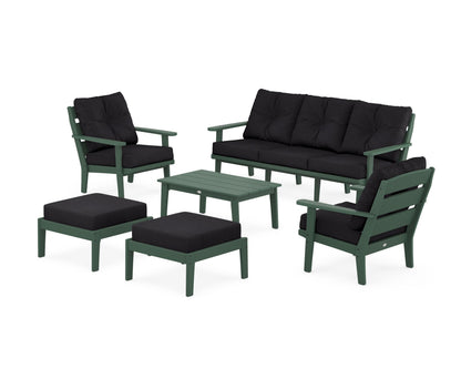 POLYWOOD® Lakeside 6-Piece Lounge Sofa Set in Green / Midnight Linen