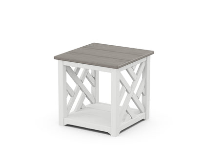 POLYWOOD® Chippendale Accent Table in White / Driftwood