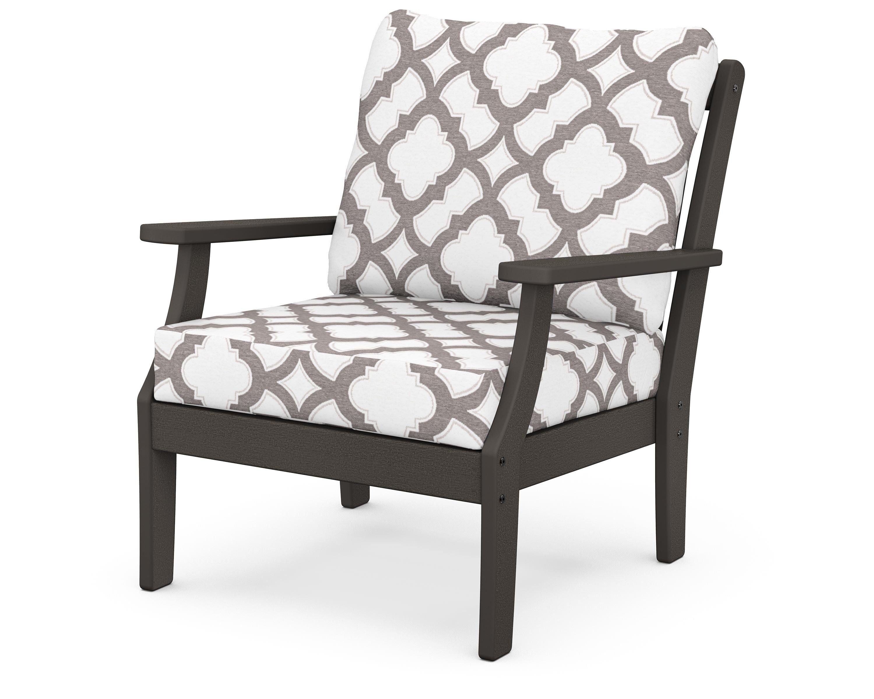 POLYWOOD® Braxton Deep Seating Chair in Vintage Coffee / Trellis Grey Mist