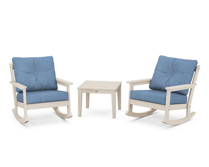POLYWOOD® Vineyard 3-Piece Deep Seating Rocker Set in Sand / Sky Blue